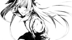 White monochrome long hair anime girls fujiwara no mokou touhou 