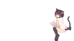 White Nana red eyes anime girls black hair animal ears 