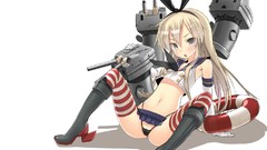 White navel blondes gray eyes boots uniforms underwear panties 