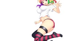 White navel red eyes legs pink eyes short hair atomix underwear 