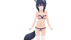 White Photoshop anime girls brunettes bra animal ears purple 