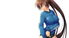 White Photoshop brown long hair anime girls purple eyes akira 