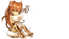 White Photoshop dress red eyes blush long hair brunettes animal 