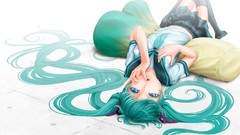 White pillows long hair blue eyes school uniforms hatsune miku 