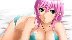 White pink hair anime girls blue eyes vocaloid megurine luka 