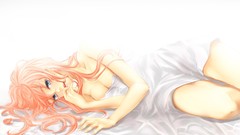White pink hair vocaloid megurine luka cleavage