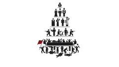 White pyramids capitalism minimalistic stick figures