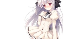 White red eyes blush long hair anime girls seifuku gray hair 