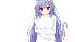White red eyes blush long hair touhou animal ears hinanawi 
