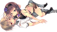 White red eyes stockings cleavage bikini