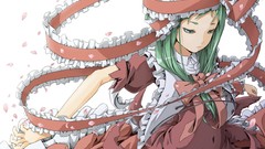 White Ribbons anime girls green hair touhou kagiyama hina