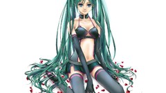 White Ribbons anime girls hatsune miku vocaloid cleavage 