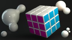 White rubiks cube 3D renders mangotangofox