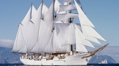 White ships sailing sails sail ship