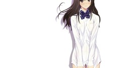 White shirts blush anime girls brunettes tony taka underwear 