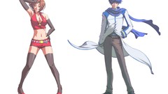 White Shorts gloves scarfs blue hair anime girls blue eyes 