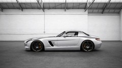 White silver Mercedes-Benz studio Mercedes-Benz SLS AMG E-Cell