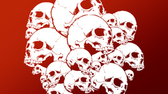 White-skulls abstract pile red