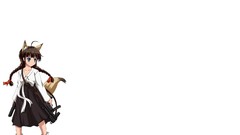 White socks blush blue eyes brunettes braids animal ears miko 