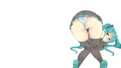 White stockings blush back view hatsune miku vocaloid underwear 