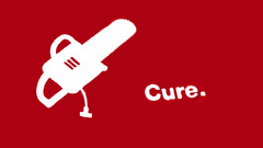 White text chainsaw silhouettes