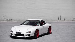 White tuning cars Mazda vehicles mazda rx-7 front angle view 