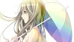 White Umbrellas long hair anime girls green eyes