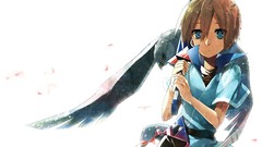 White weapons Anime brown blue eyes short hair