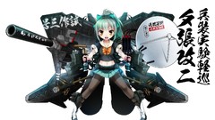 White weapons bow skirts pantyhose yellow eyes ponytails green 