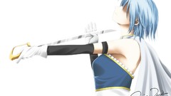 White weapons gloves elbows blue hair anime girls mahou shoujo 