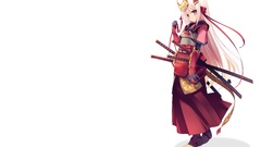 White weapons Katana armor masks pink hair long hair anime 