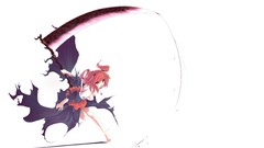 White weapons red eyes anime girls scythe touhou onozuka 