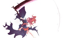 White weapons red eyes barefoot anime girls scythe touhou 