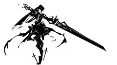 White weapons white background monochrome anime girls