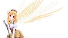 White weapons wings hats blondes anime girls boots mahou shoujo 