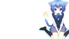 White white background blue hair anime girls blue eyes short 