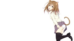 White white background blush brown eyes nekomimi animal ears 