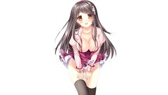 White white background blush long hair anime girls brown eyes 