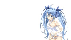 White white background Ribbons blue hair long hair anime girls 