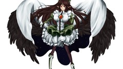 White wings brown red eyes anime girls reiuji utsuho touhou