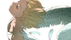 White wings feathers Anime white background blondes anime girls 