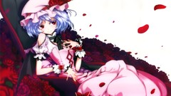 White wings red eyes blue hair short hair remilia scarlet touhou