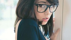 White woman asians brunettes models hipster girls with glasses 