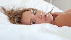 White woman beds faces models lying down bed head Anna Tatu 