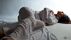 White woman beds vietnamese ao dai