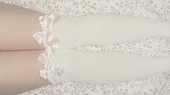 White woman bows legs knee socks white socks body parts