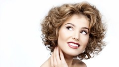 White woman faces brown eyes