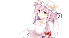 White woman white background touhou purple hair patchouli 