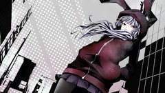 Wind Anime buildings hoodies skirts long hair sweatshirt 