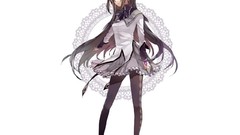 Wind anime girls brunettes akemi homura